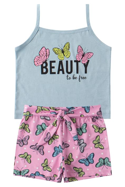 Conjunto Infantil Feminino Meia Malha Suplex Sublimado Beauty Menina Doce