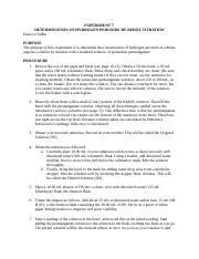 Chemistry A Labwriteup Docx Experiment Determination Of