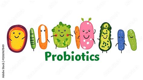 Probiotic Characters Colorful Cartoon Figures Representing Various