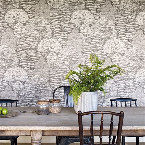 Sanderson Woodland Toile Ivory Charcoal 215716 Select Wallpaper