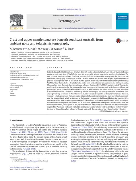 Pdf Crust And Upper Mantle Structure Beneath Southeast Australia From