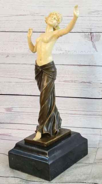 ART DECO NOUVEAU NUDE Naked Woman Female Lady Bronze Sculpture Figurine