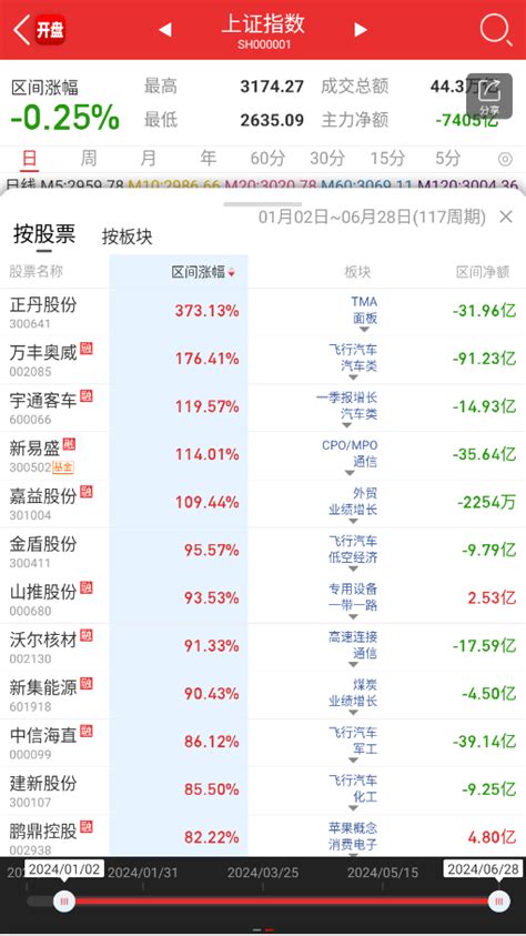 上半年a股涨幅榜top50：正丹股份涨超3倍，低空经济乘势“起飞”财富号东方财富网