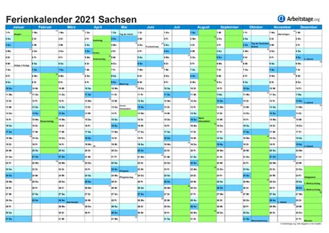 Ferien Sachsen 2021, 2022