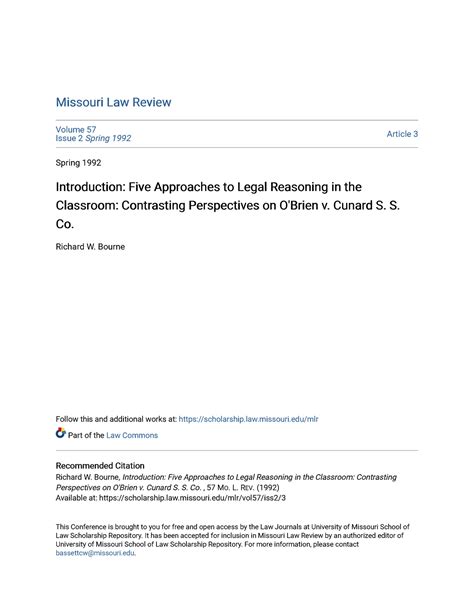 Bourne Introduction to legal reasoning - Missouri Law Review Missouri ...