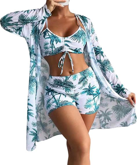 Plus Size Swimwear Tops High Waist Bikinis 2022 Sexy 3 Piece Bikini Set Cover Up Swimsuit For