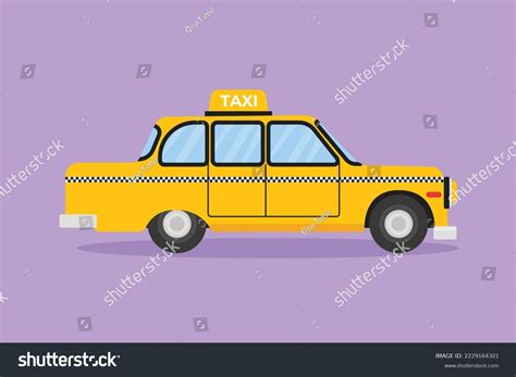 Cartoon Flat Style Drawing Old Taxi Stock Vector (Royalty Free ...