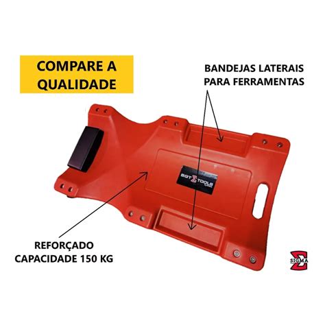 2x Carrinhos Esteira Vermelho Mecânico 150kg Sigma Tools Raisa