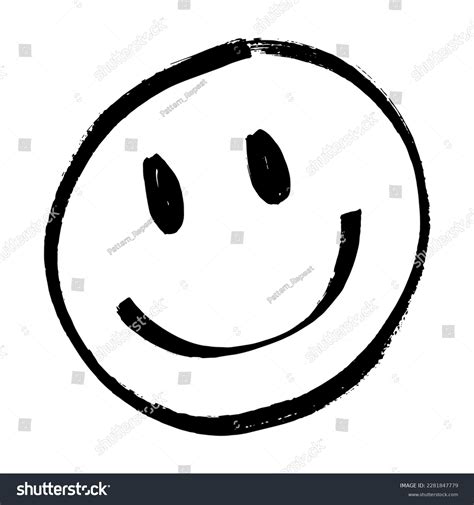 Smiley Face Black And White Drawing