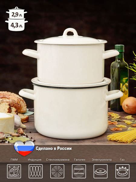 Набор кастрюль с крышкой "ЭСТЕТ" эмалированные 2.9 и 4.3 литра ...