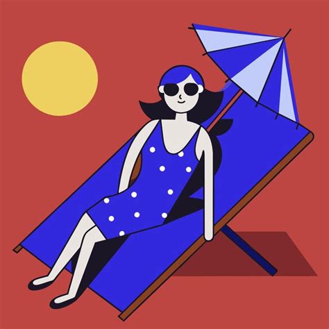 Mujer En Bikini Chica De Verano En Vacaciones Traje De Ba O De Playa Vacaciones Dibujado A Mano