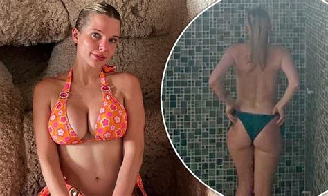 Helen Flanagan Puts On A Busty Display In A Floral Bikini Before Sharing Sizzling Topless Shower