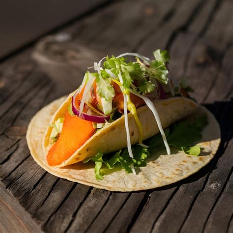 Delicious Taco On Table Premium Ai Generated Image