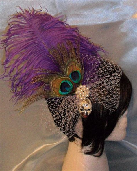 Orleana Mardi Gras Wedding Mardi Gras Hair Piece Feather Etsy Mardi