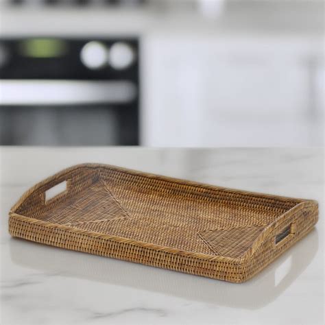 Rattan Island Rattan Smooth Curved Handle Morning Tray Direct From