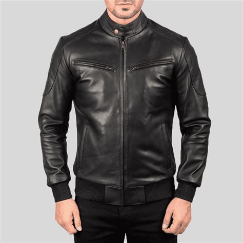 Sven Black Leather Bomber Jacket - JACOUTURE