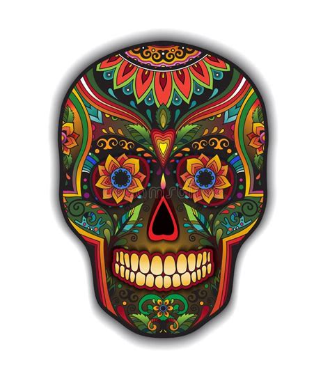 Череп печати мексиканский традиционный для футболки Иллюстрация штока ...