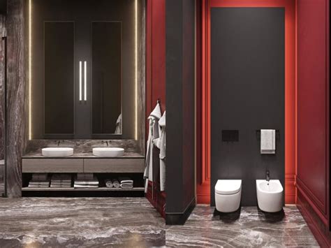 red and black bathroom | Interior Design Ideas