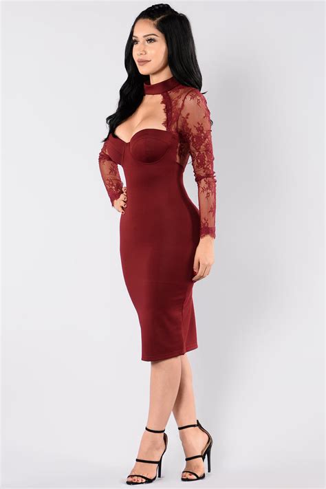 The Case Of Lace Dress Burgundy Fashion Nova Dresses Fashion Nova