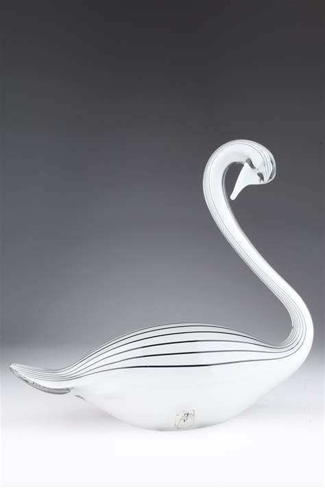 At Auction Signed Murano Seguso Blown Art Glass Swan