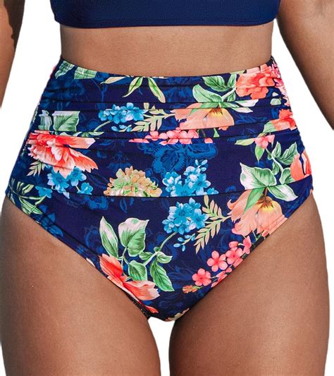 Amazon Cupshe Women S Bikini Bottom Swim Shorts Tummy Control Super High Waisted Full