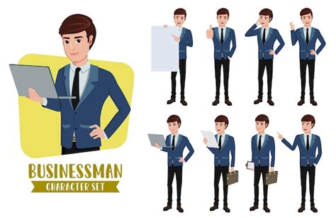 Premium Vector Business Man Character Vector Set Businessman