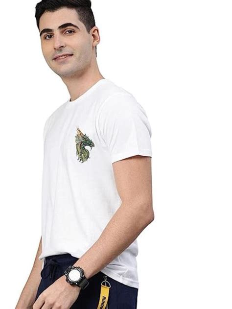 Buy Semantic Men White Printed Pure Cotton T Shirt M Online At Best