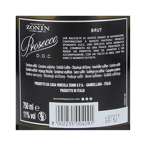 Prosecco Zonin Brut Sparkling Wine 75cl - Sparkling Wine - Drinks ...