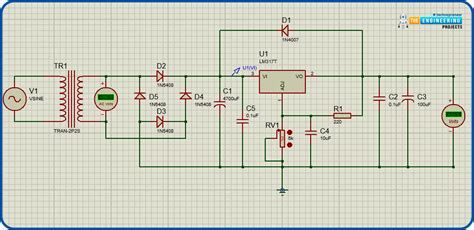 Regulated Power Supply Using LM317 - The Engineering Projects