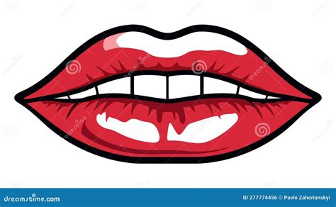 Red Female Lips Isolated On A White Background Vector Illustration