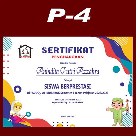 CetaK MINIM 5 Piagam Penghargaan Lomba Prestasi Lembaga Sekolah Paud