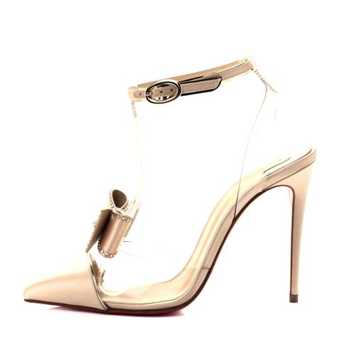 CHRISTIAN LOUBOUTIN Satin PVC Specchio Naked Bow Pumps Version Nude FASHIONPHILE