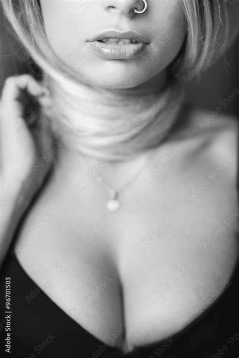 Sexy Blonde Woman Portrait In Black Lingerie Stock Photo Adobe Stock