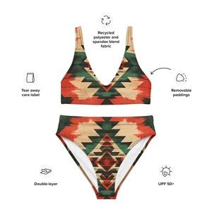 Western Bikini Set South Western Swimsuit Recycled High Waisted Bikini Etsy