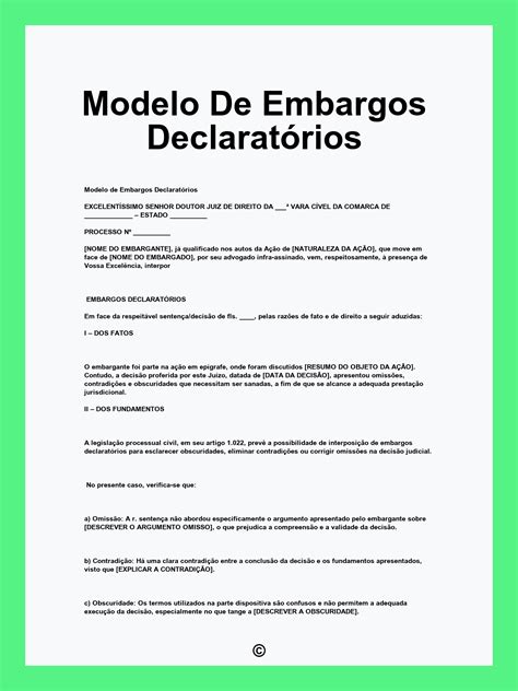 Embargos De Declaracao Modelo
