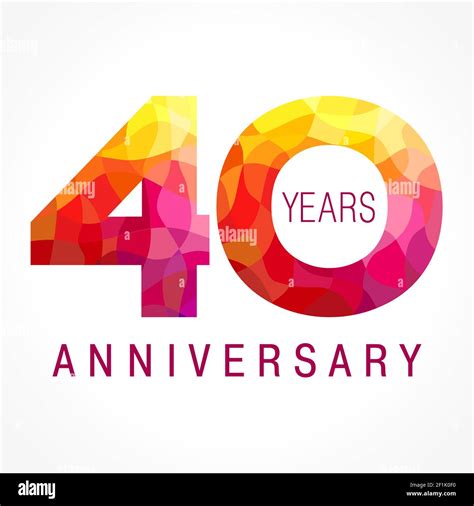 40 Years Old Celebrating Fiery Logo Anniversary Flamed Year Of 40 Th