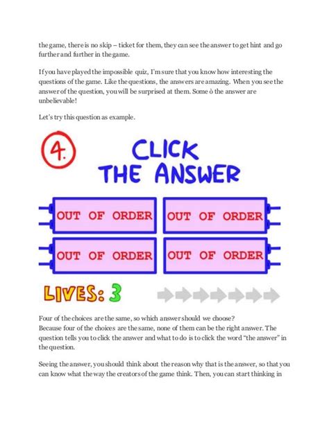 The Impossible Quiz Answers