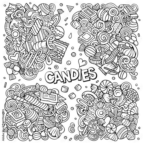Candies Cartoon Vector Doodle Designs Set Stock Vector Adobe Stock