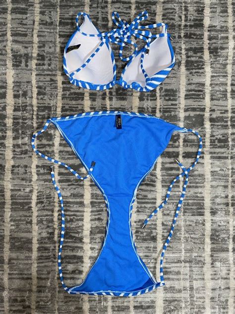 Ralph Lauren Polo String Bikini Top Blue And White St Gem