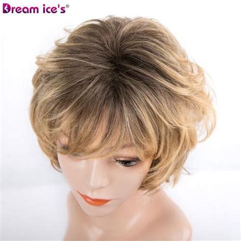 Cheveux courts des femmes françaises moelleux bouclés blonde perruque de fibre chimique perruque