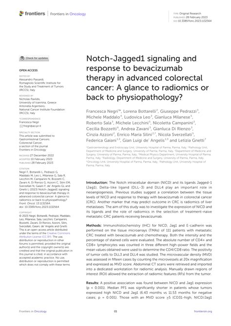 PDF Notch Jagged1 Signaling And Response To Bevacizumab Therapy In