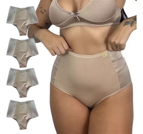 Kit 4 Calcinhas Encolhe Barriga Bege Nude MercadoLivre