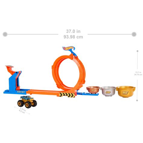 Hot Wheels Monster Trucks Toy Truck Track Set Loop And Flip Trophy