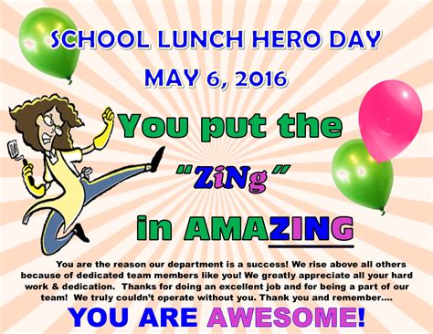 School Lunch Hero Day 2016 Food And Nutrition Services