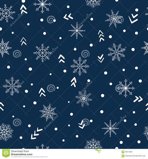 Seamless Winter Pattern With Doodle Snowflakes Stock Vector