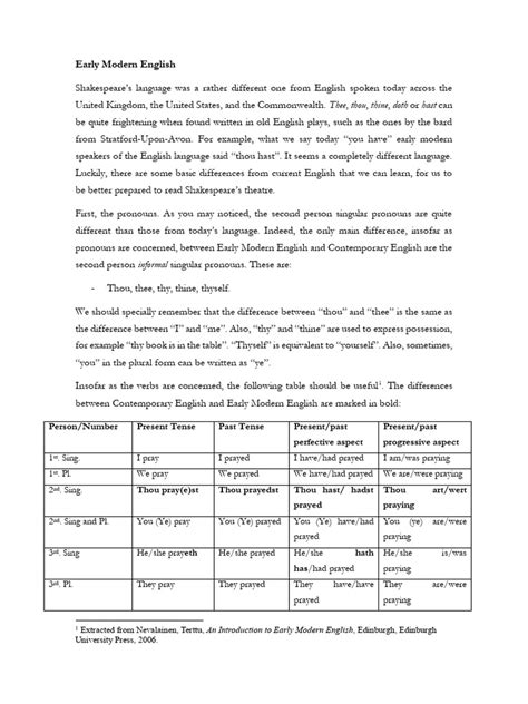 early modern english  thou linguistic morphology