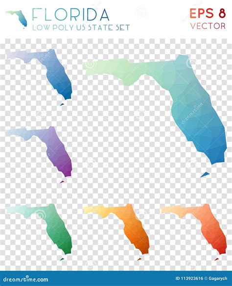 Florida Geometric Polygonal Maps Mosaic Style Us Stock Vector