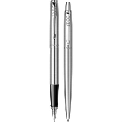 Set Stilou Pix Parker Jotter Royal Stainless Steel Ct Gravat Cu Etui