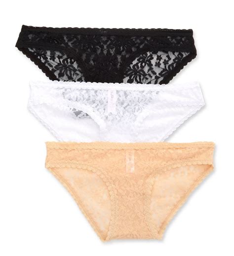 Women S Special Intimates SP1003 4 Way Stretch Lace Bikini Panty 3 Pack Black White Nude M