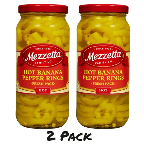 2 Pack Mezzetta Hot Banana Pepper Rings 16 Fl Oz Jar
